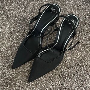 Zara Black Heels with Sleek Slingback Design